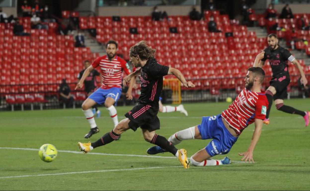 Modric, en el primer gol del Madrid. 