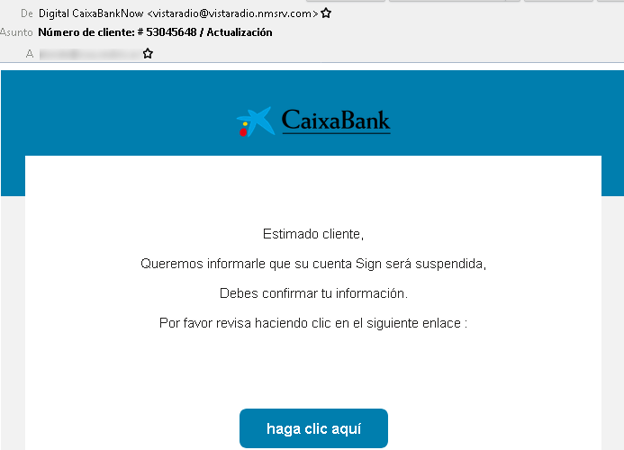 El mensaje que suplanta a CaixaBank