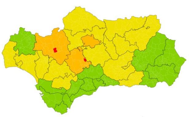 Los municipios que superan la tasa 1.000 en Andalucía a 48 horas de revisar restricciones