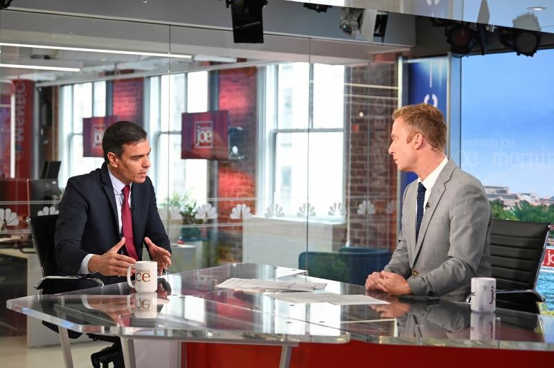 Entrevista a Pedro Sánchez en el programa 'Morning Joe', del canal MSNBC, durante su visita a Nueva York.