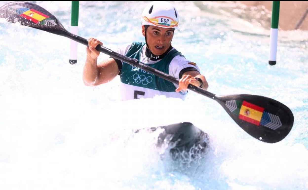 Maialen Chourraut, durante el recorrido de la final. 