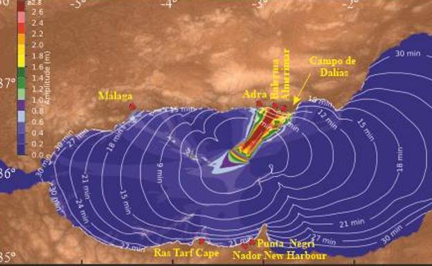 Los científicos realizaron un modelo que simula el impacto de la ola en la costa andaluza. 