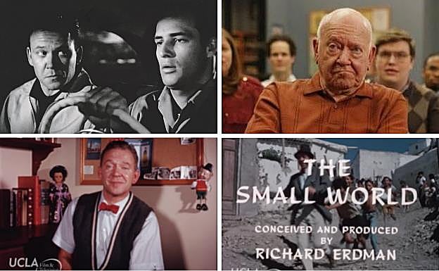 Richard Erdman, en el programa;en una escena de 'Hombres', con Marlon Brando;y su último papel, Leonard en la serie 'Community'.