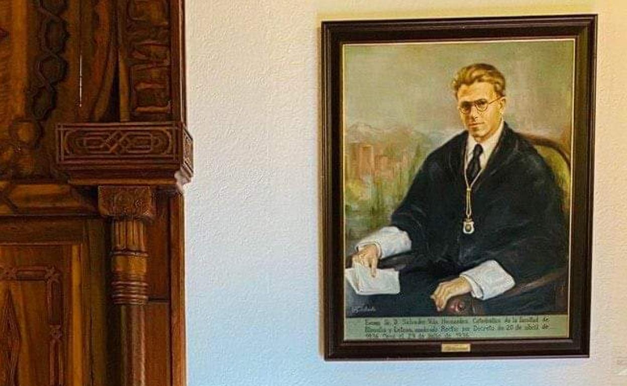 Retrato de Salvador Vila en el Salón de Rectores.