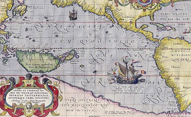 Mapa del Pacífico realizado en 1589 por el cartógrafo flamenco Abraham Ortelius. 