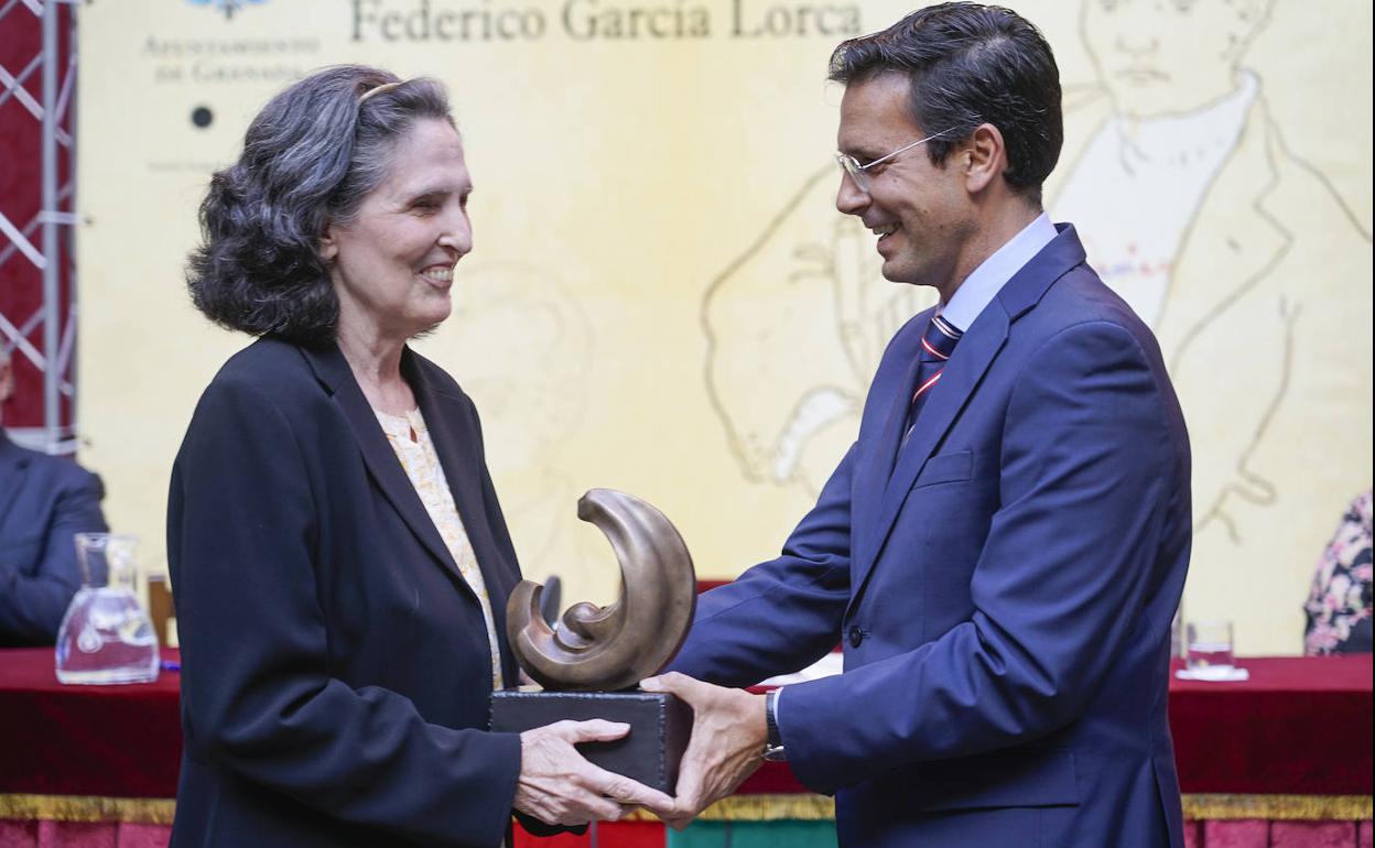 Yolanda Pantin en el acto de recepción del Premio Lorca.