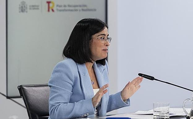 La ministra de Sanidad, Carolina Darias, en una comparecencia tras la reunión del Consejo de Ministros del pasado lunes. 