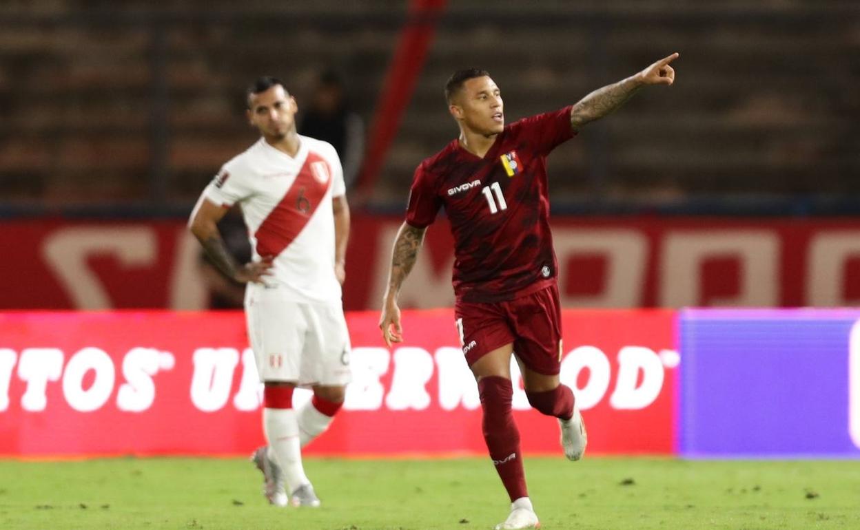 Machís celebra su gol, con el que ponía el 1-1 en el marcador. 