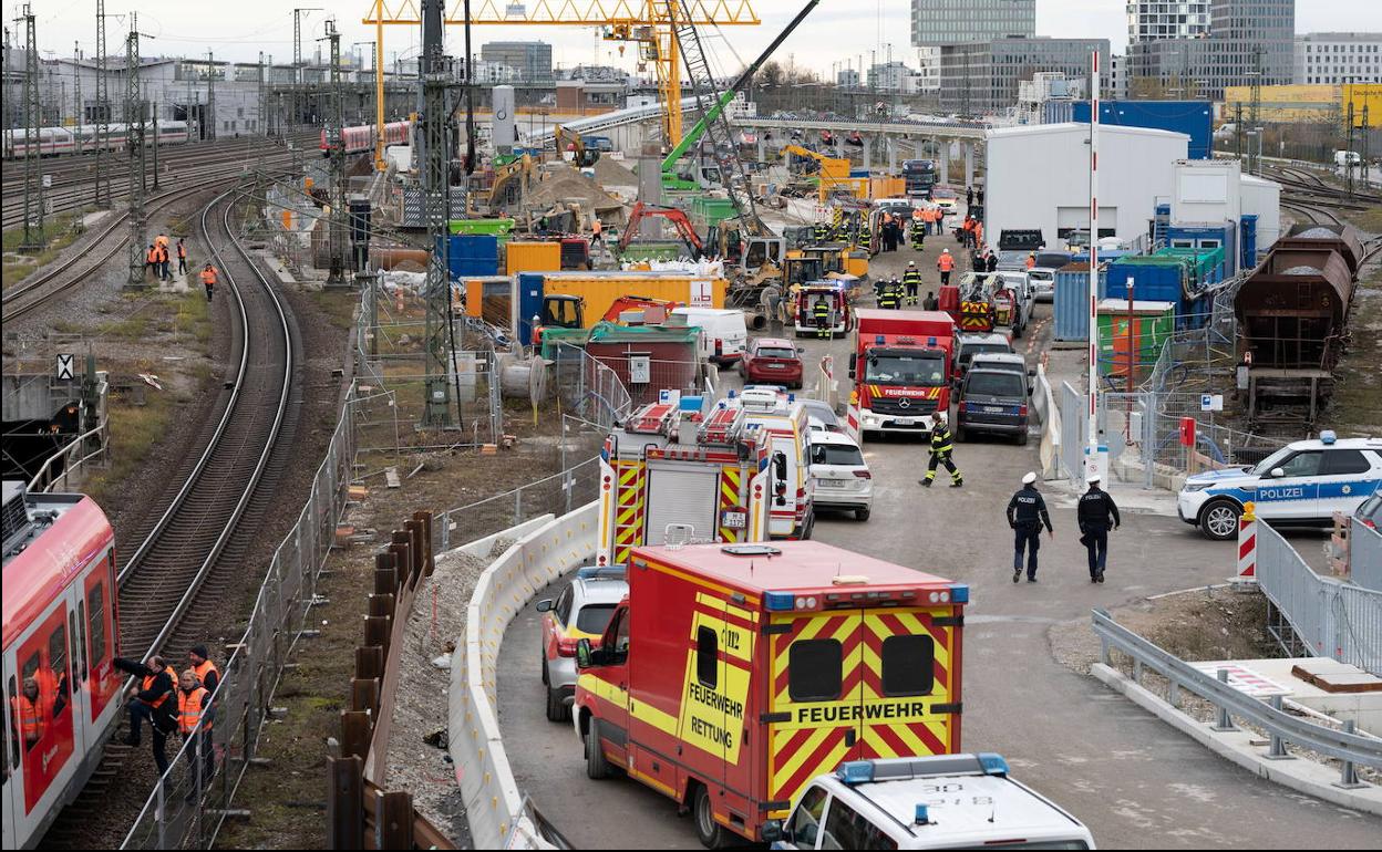 Lugar de la explosión en las inmediaciones de la estación de tren Donnersbergerbruecke de Munich