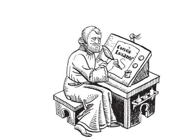 Imagen secundaria 1 - Bonet, dedicando el libro; retrato de Miguel Ángel González e ilustración para el cuento del traje invisble del rey. 
