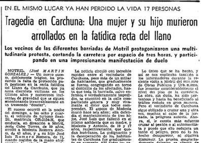 Imagen secundaria 1 - IDEAL se hizo eco el 1 de diciembre de 1981 del atropello mortal de la madre y el hermano de Modesta. 