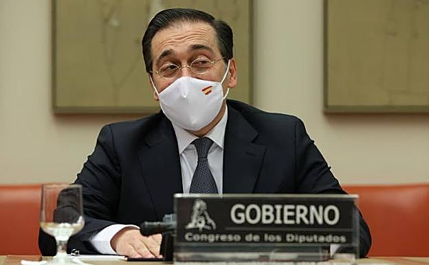 El ministro de Asuntos Exteriores, José Manuel Albares, durante su comparecencia este martes en el Congreso.