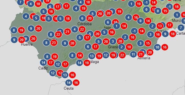 Temperaturas para el sábado en Andalucía