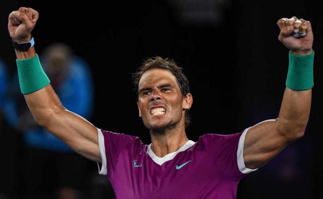 Rafa Nadal celebra la victoria ante Matteo Berrettini. 