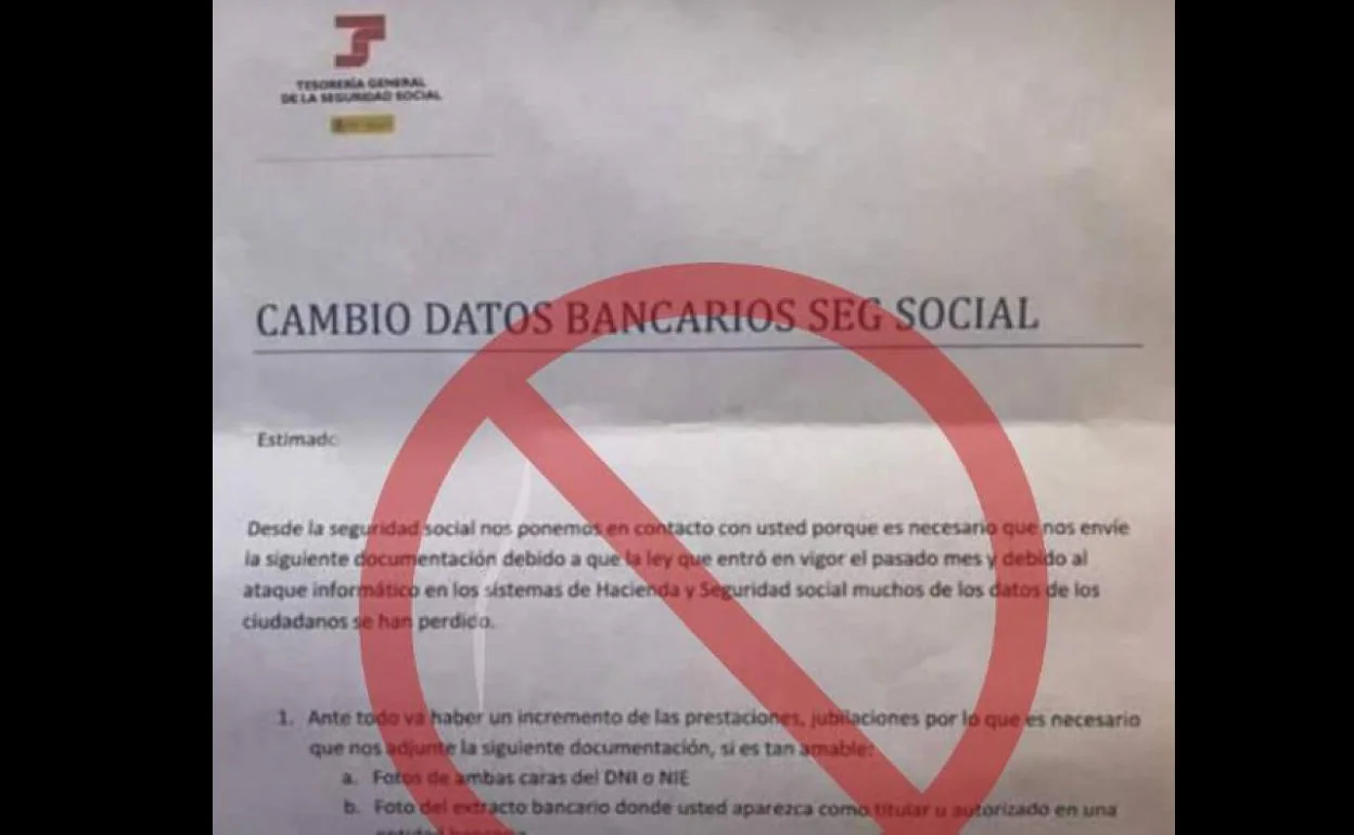 La Seguridad Social Advierte De La Falsa Carta Con Datos Bancarios Que ...