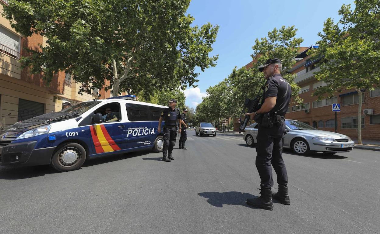 Un control de Policía Nacional en la capital granadina.