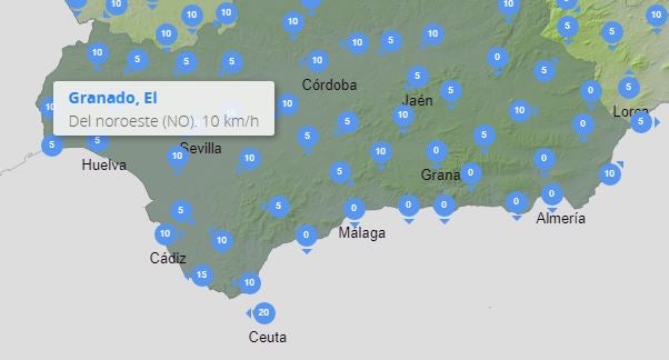 Viento en Andalucía el lunes