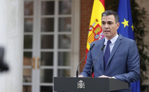 Pedro Sánchez, durante su declaración institucional.