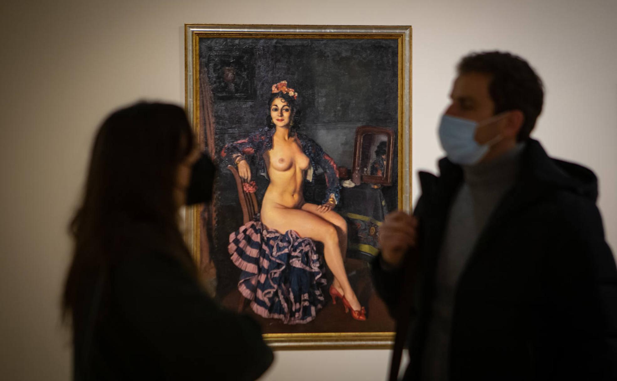 'Retrato de Oterito en su camerino', uno de los óleos de Zuloaga de 1936 que se pueden ver en la exposición. 