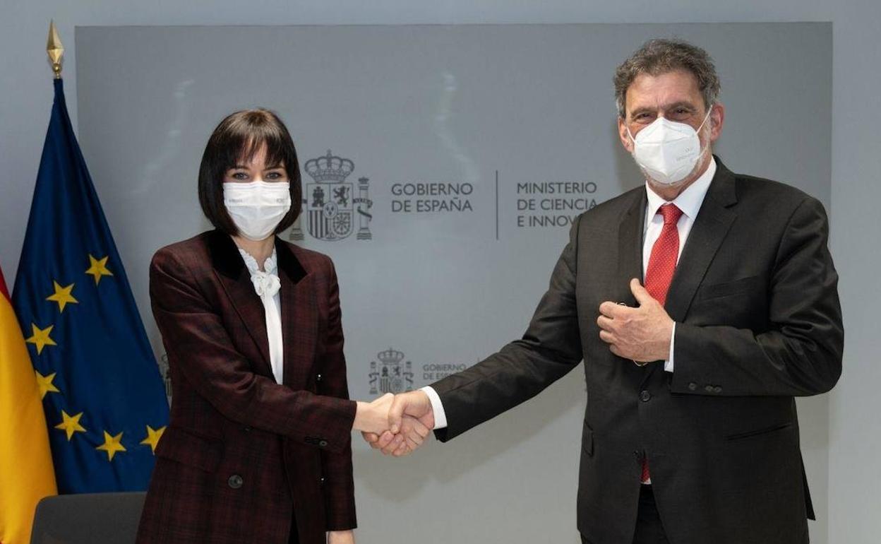 La ministra de Ciencia e Innovación, Diana Morant, y el ministro de Ciencia y Educación de Croacia, Radovan Fuchs.