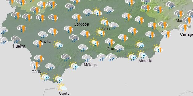 Luvia en Andalucía este lunes