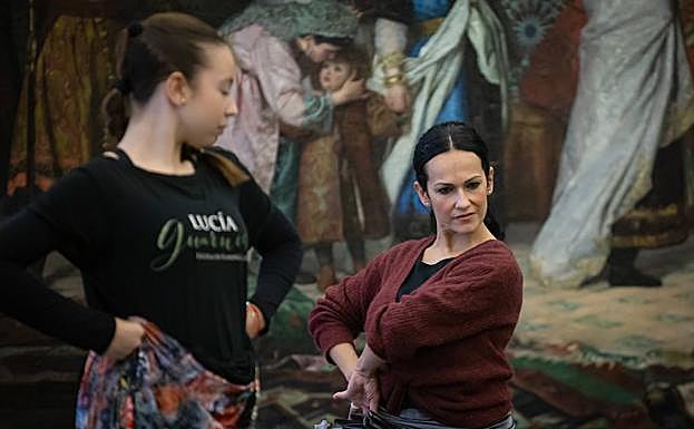 El cuadro flamenco, ensayando en la sala seis del Museo. 