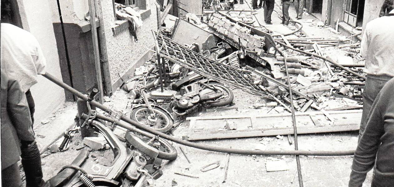 Aspecto en el que quedó el edificio destruido por una tremenda explosión de gas. 