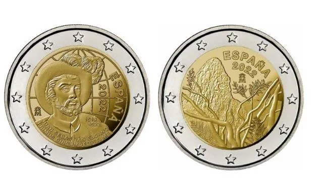 Monedas de dos euros de Elcano y Garajonay.