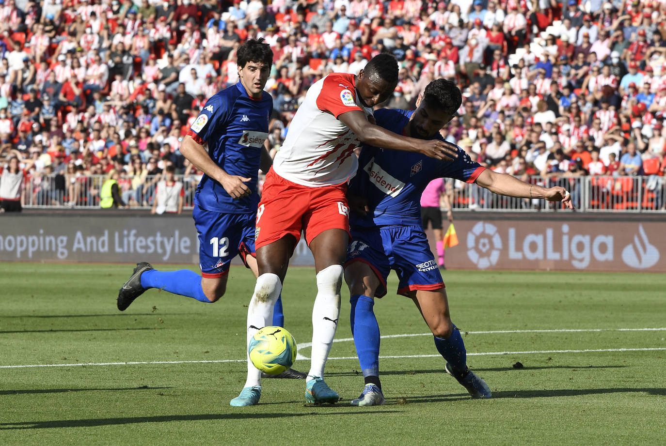 Los jugadores celebraron con la afición la victoria al término del encuentro.