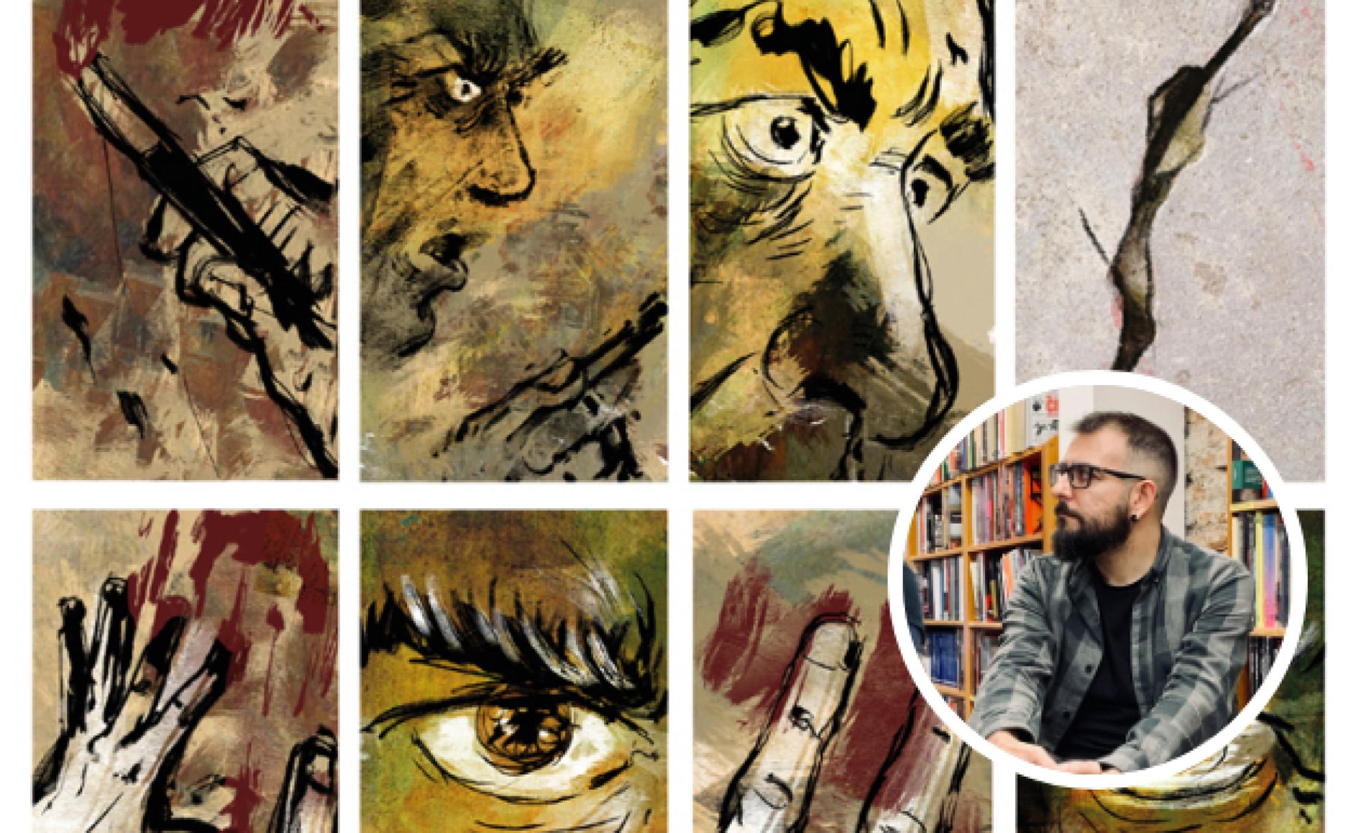 Viñetas de 'Goya. Saturnalia', con uno de sus autores, Manuel Gutiérrez. 