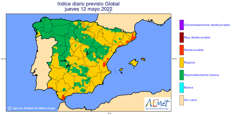 Calidad del aire para el jueves 12 de mayo