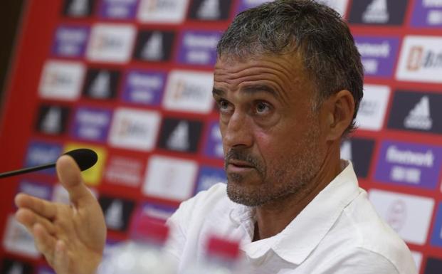 Luis Enrique, durante la rueda de prensa. 