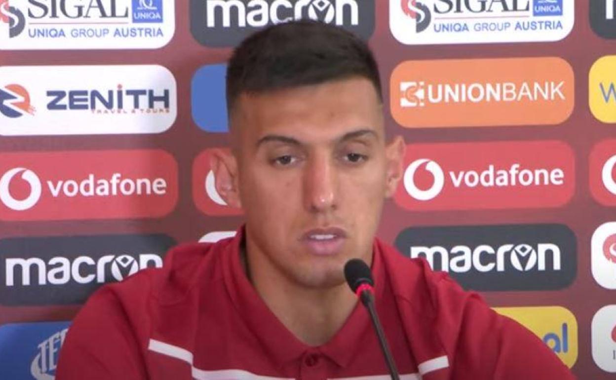 Myrto Uzuni, durante su comparecencia de prensa. 