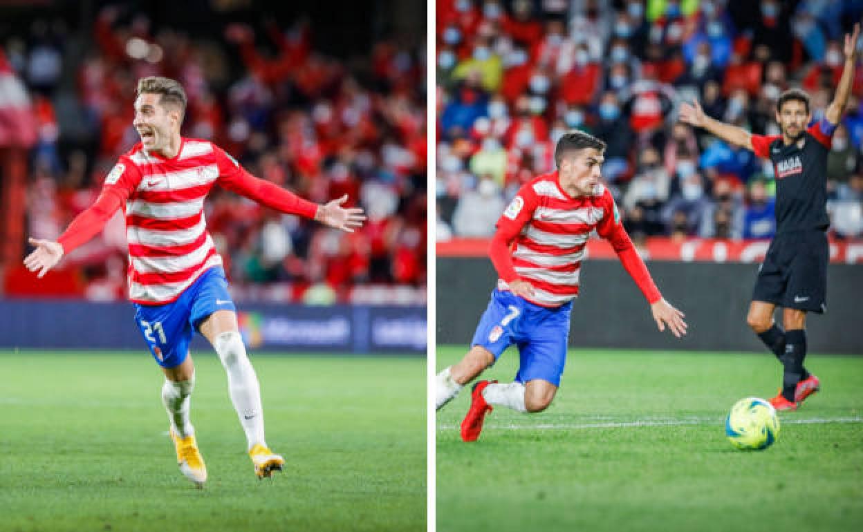 Rubén Rochina y Alberto Soro, en acciones de partido. 