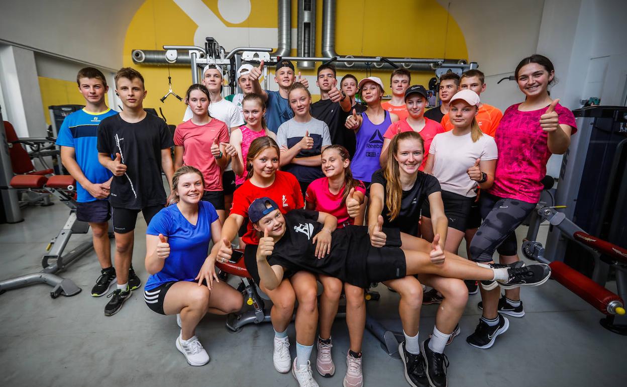 Entrenamiento en el gimnasio del Estadio de la Juventud.