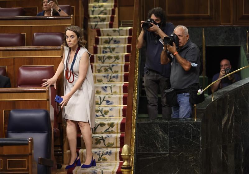 La secretaria general y portavoz del Partido Popular (PP), Cuca Gamarra, en la tercera sesión del debate.