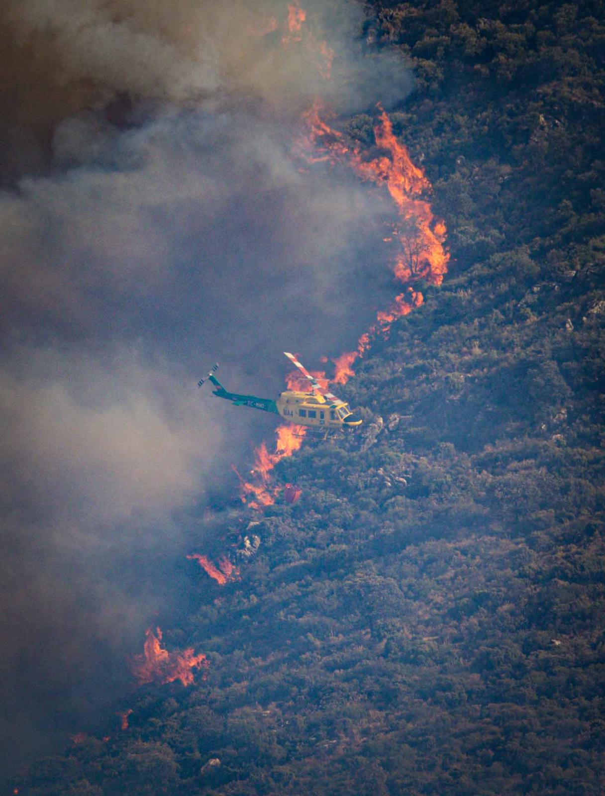 El fuego avanza por el área metropolitana de Granada.