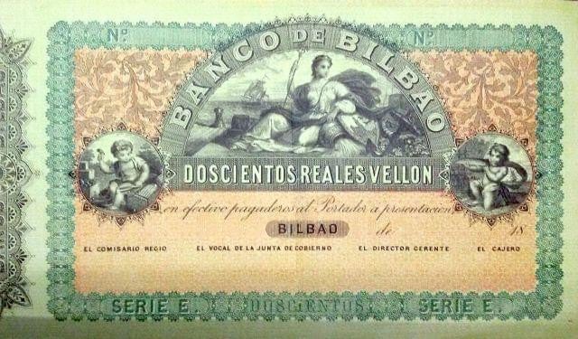 Billete de 200 reales de Vellón.