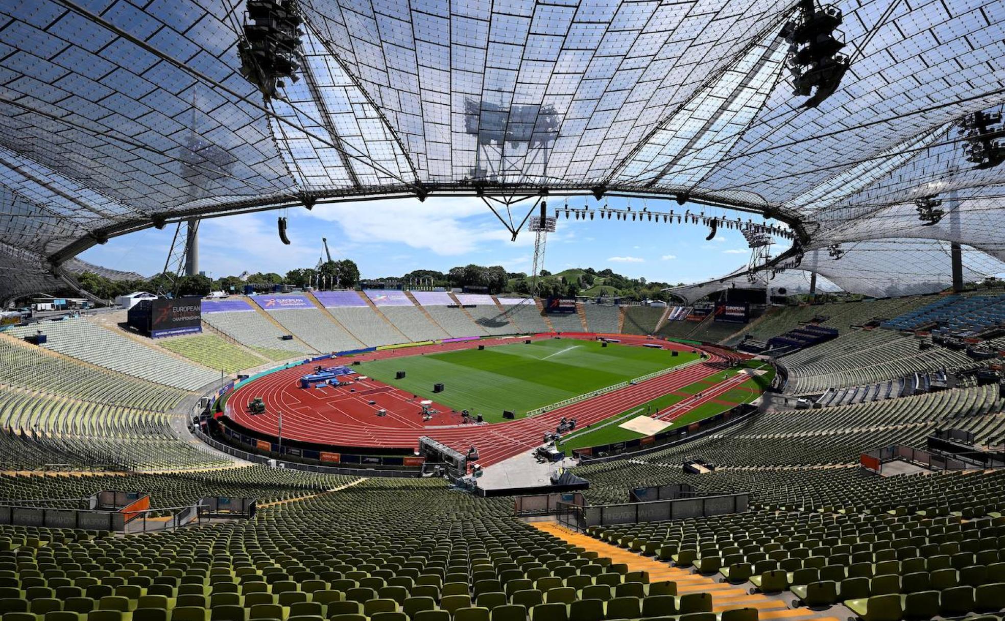 Vista interior del estadio olímpico de Múnich. 