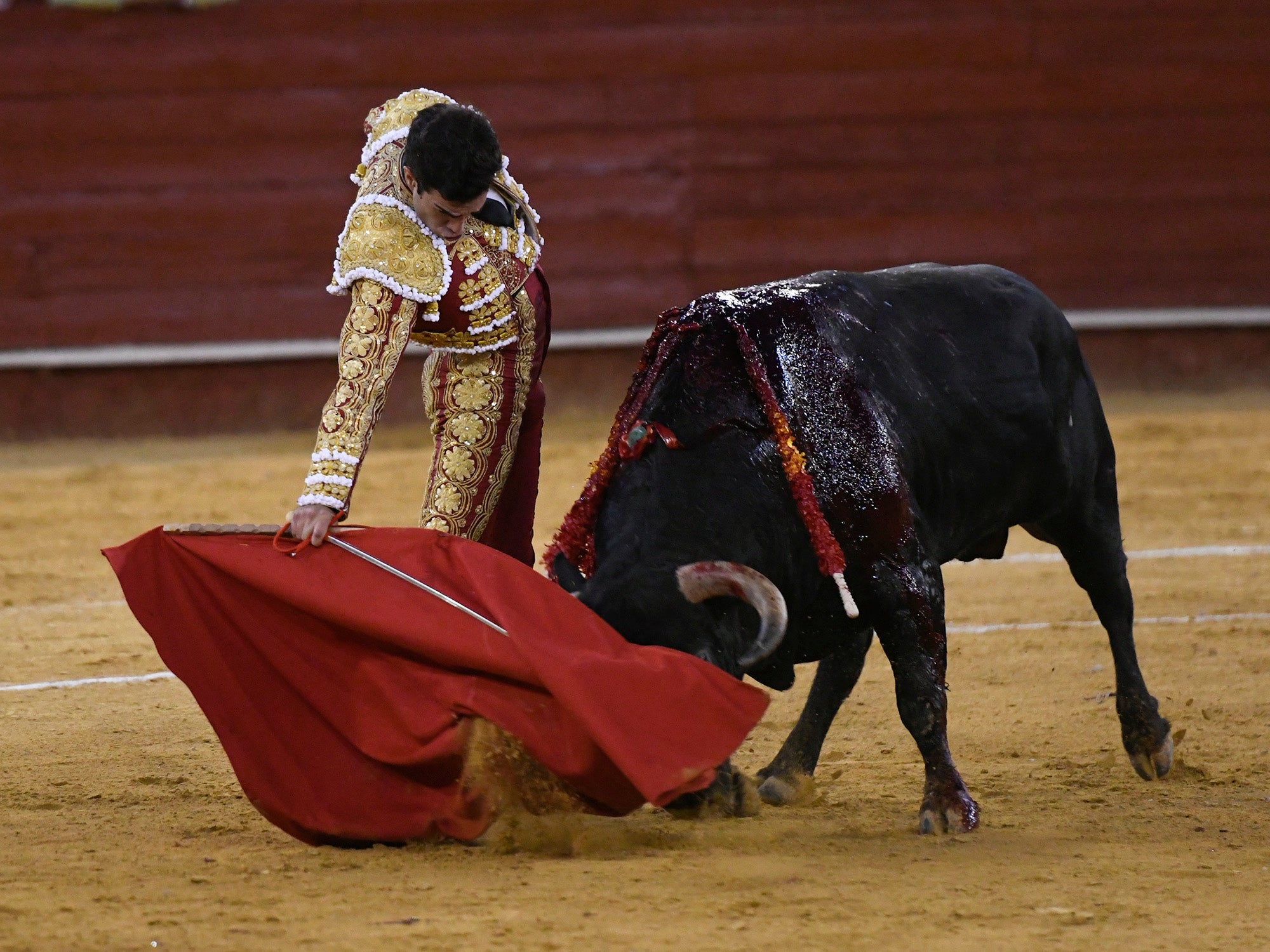 Momento del festejo celebrado este sábado en la plaza almeriense.