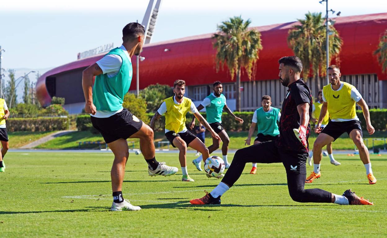 Los jugadores de la UDAlmería están centrados en conseguir la primera victoria ante el Sevilla.