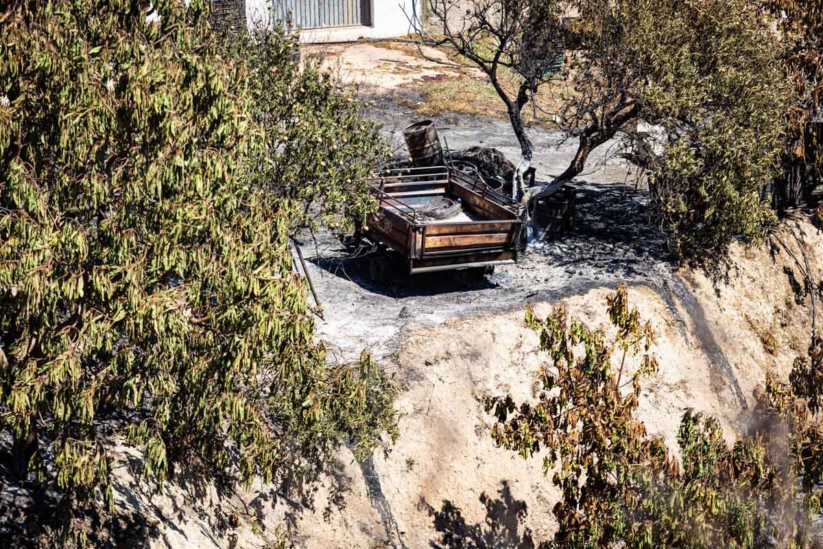 Así se encuentra la zona afectada por las llamas entre Los Guájares y Albuñuelas.