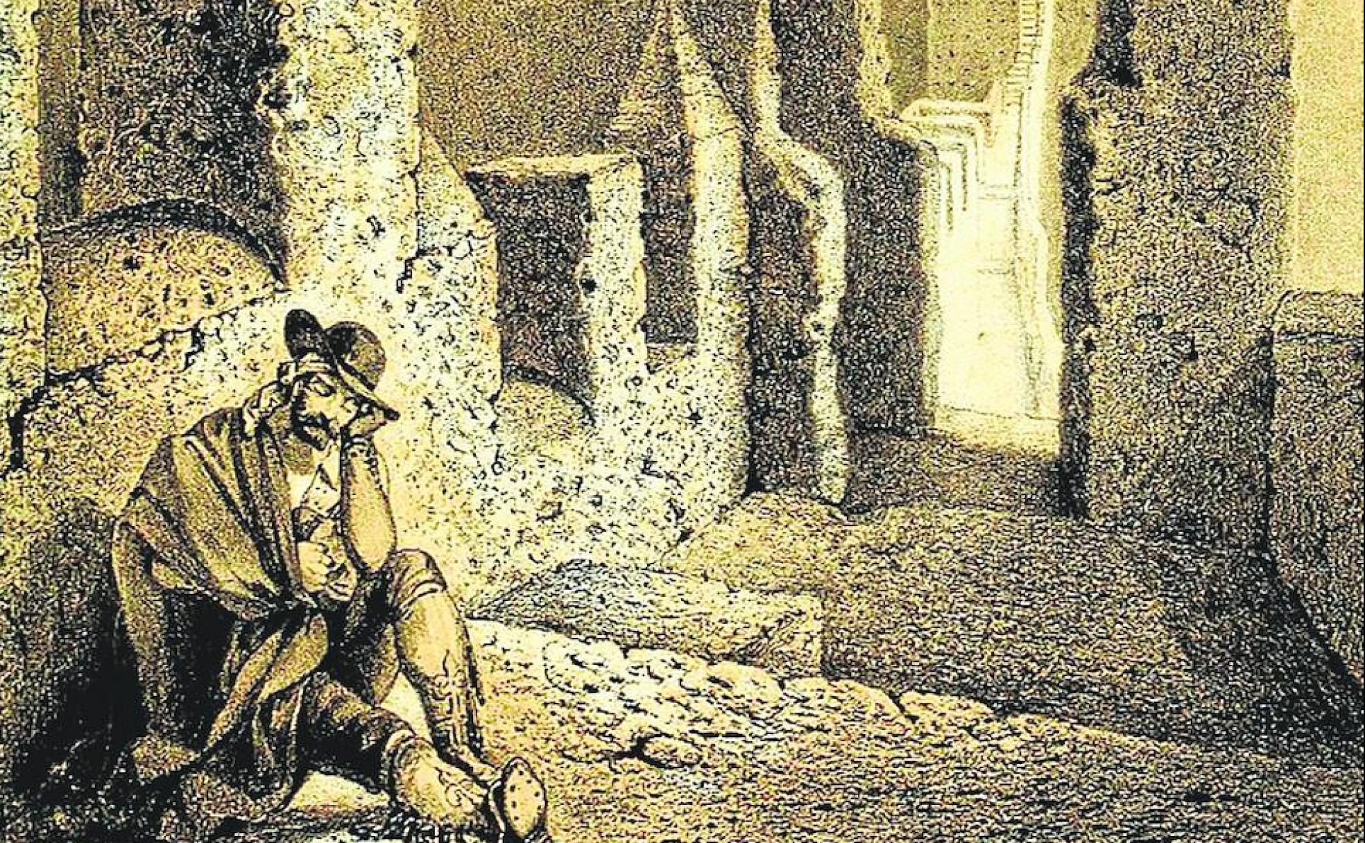 Detalle de las murallas árabes en Almería en la obra Recuerdos y bellezas de España. 