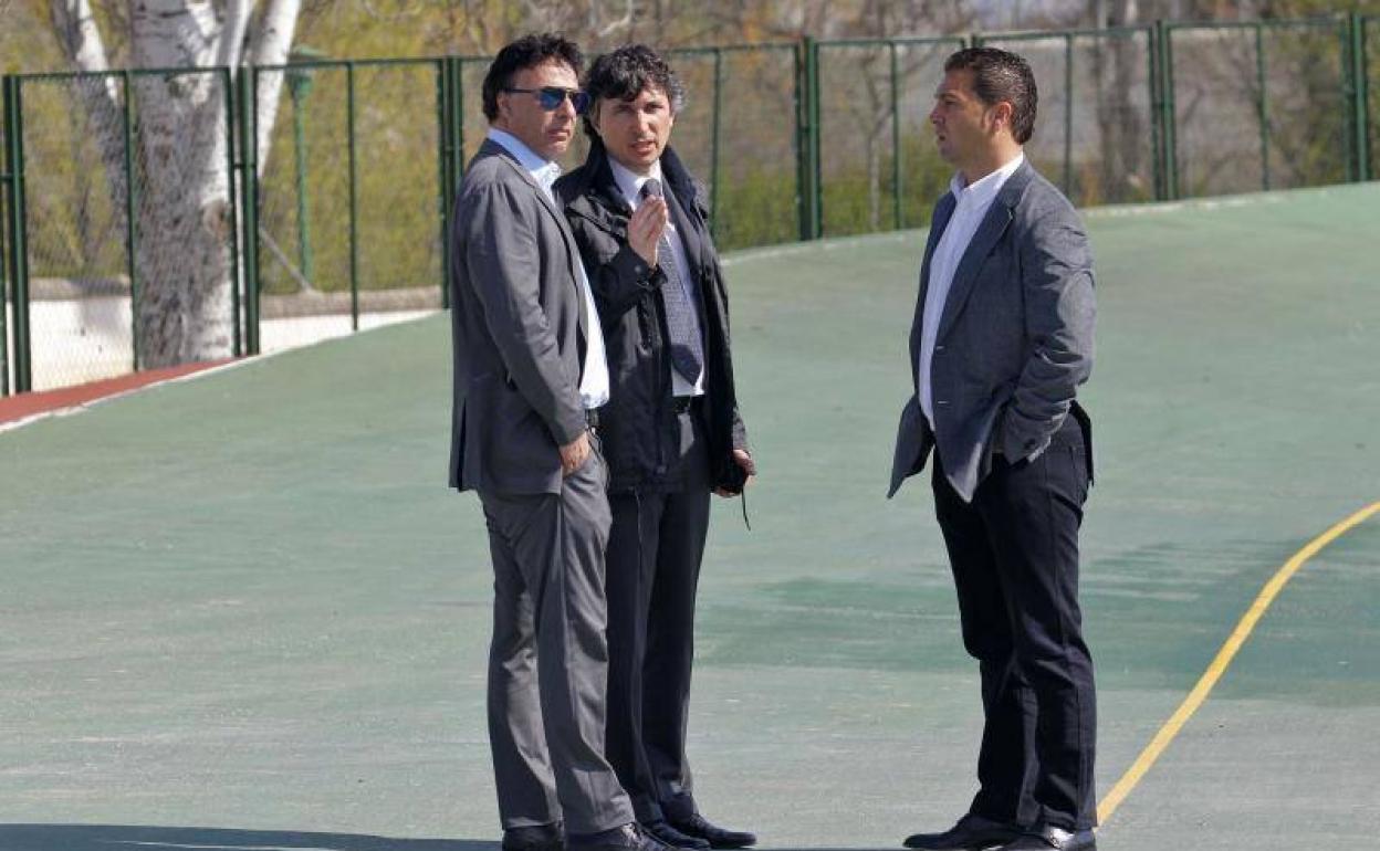 Quique PIna, Gino Pozzo y Juan Carlos Cordero, en un entrenamiento. 