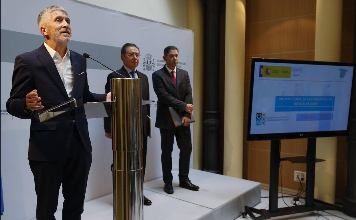 El ministro del Interior, Fernando Grande-Marlaska, participó en la presentación del último informe sobre delitos de odio.