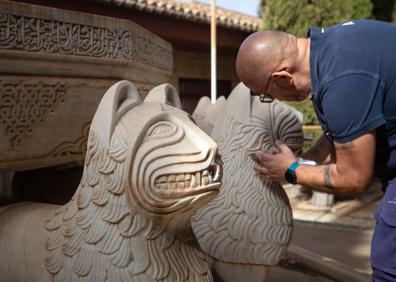 Imagen secundaria 1 - Limpiando la pátina de tierra que dejó la calima. 