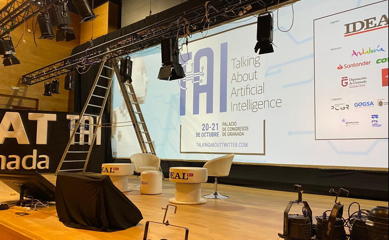 El Palacio de Congresos con todos los preparativos para el evento de Inteligencia Artificial.