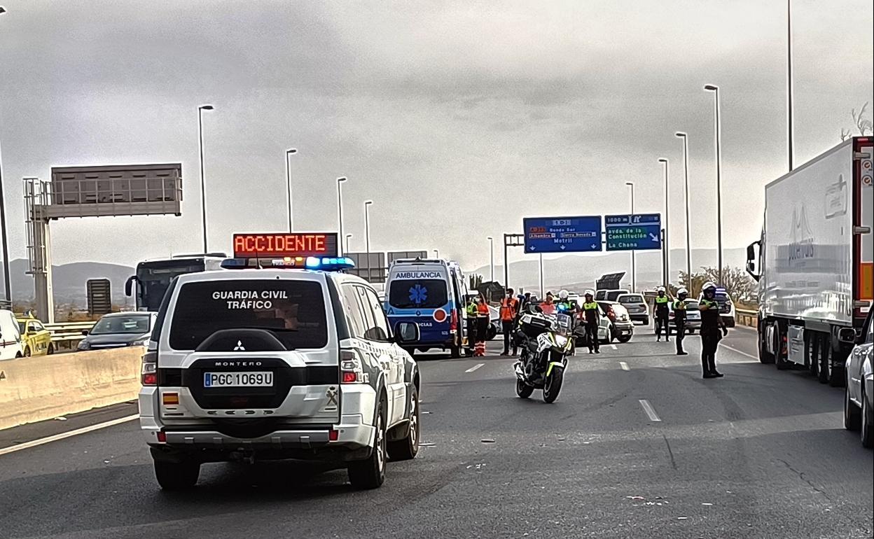 Imagen de la autovía tras el accidente.