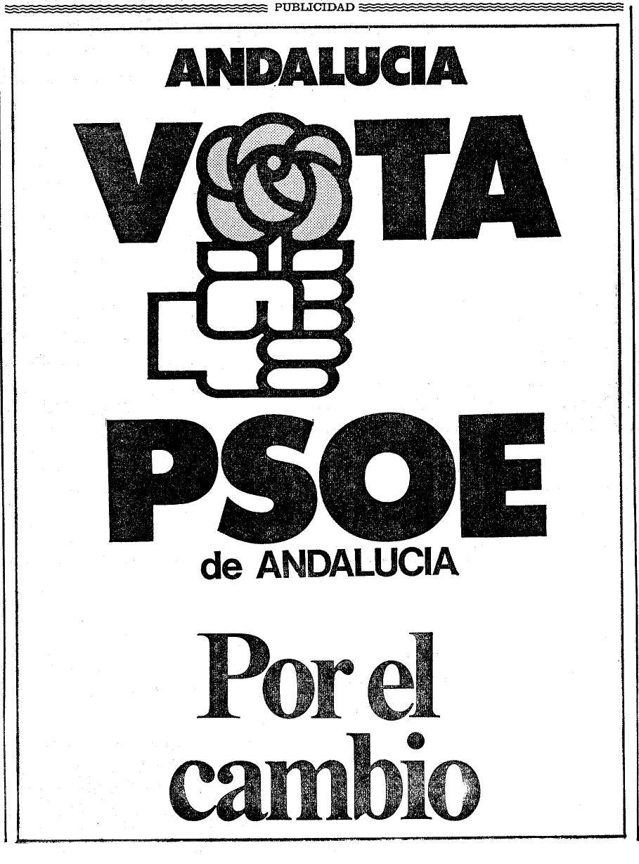 Imagen secundaria 2 - La plana mayor de los socialistas granadinos de la época arropando a Felipe en el mitin de Bib-Rambla, un mitin anterior en Baza y el cartel con el mítico lema del 82 ¡Por el cambio'. 