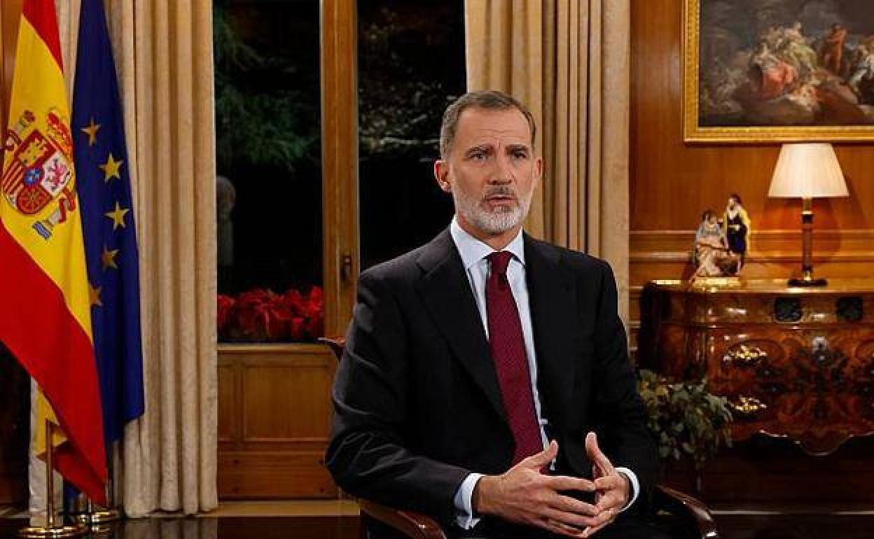 El rey, Felipe VI, durante el discurso de Nochebuena. 